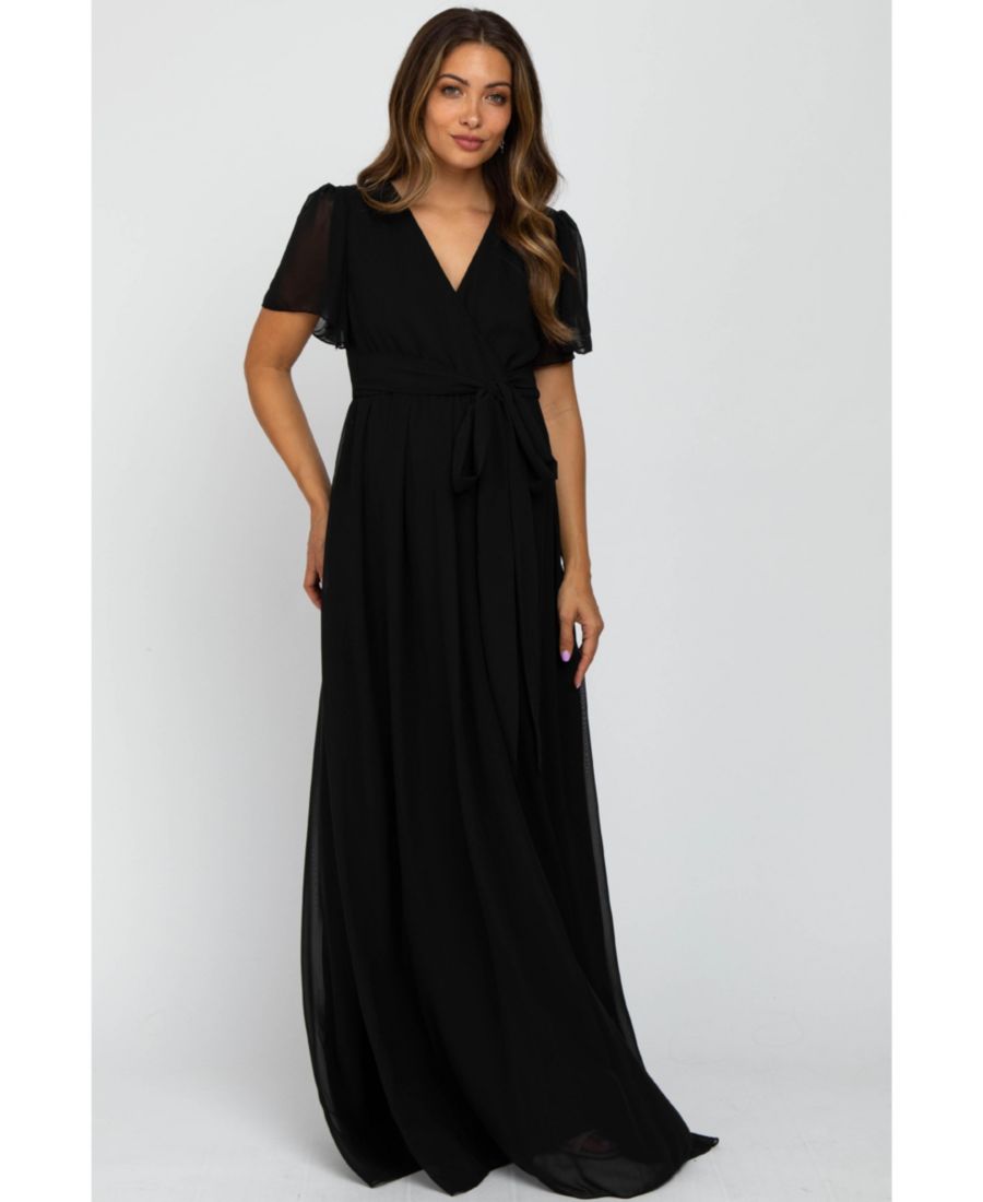 Длинное платье для беременных из голубого шифона с короткими рукавами Pinkblush, Black
Длинное платье для беременных из голубого шифона с короткими рукавами Pinkblush, Black