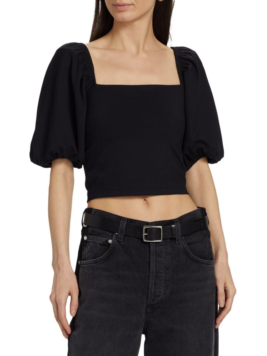 Укороченный топ с рукавами-буфами susana monaco, черный
Укороченный топ с рукавами-буфами susana monaco, черный