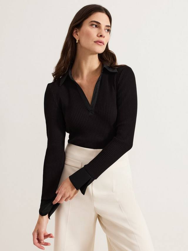 Топ в рубчик от лизы Phase Eight, черный 
Топ в рубчик от лизы Phase Eight, черный