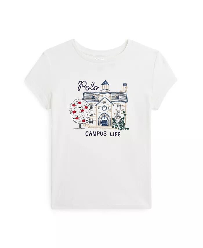 Футболка из хлопкового джерси с рисунком кампуса для больших девочек Polo Ralph Lauren, белый
Футболка из хлопкового джерси с рисунком кампуса для больших девочек Polo Ralph Lauren, белый