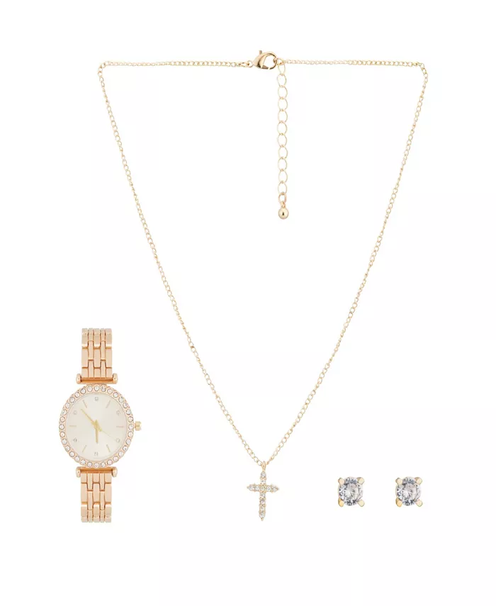 Женские часы-браслет с аналоговым циферблатом 34 мм в золотистом металлическом корпусе с комплектом (ожерелье и серьги) Jessica Carlyle
Женские часы-браслет с аналоговым циферблатом 34 мм в золотистом металлическом корпусе с комплектом (ожерелье и серьги) Jessica Carlyle