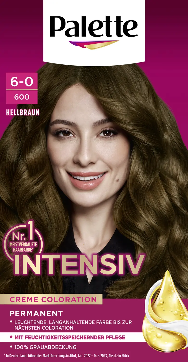 Краска для волос Poly Palette Intensiv Creme Coloration 6-0600 Hellbraun 
Краска для волос Poly Palette Intensiv Creme Coloration 6-0600 Hellbraun