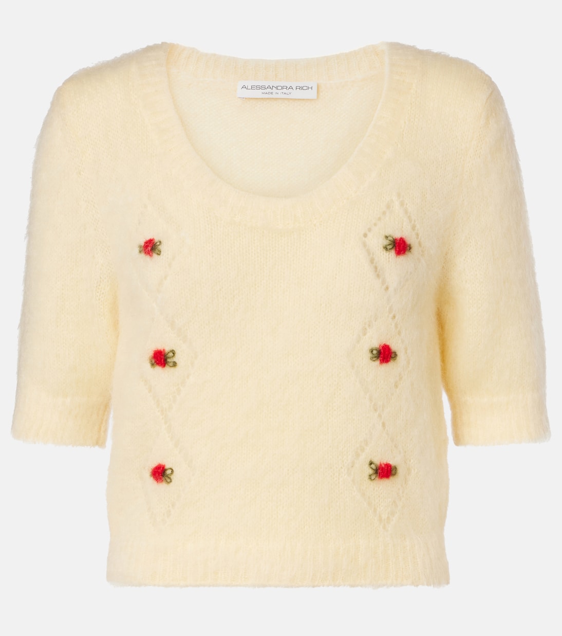 Вышитый свитер из мохера Alessandra Rich, Pale Yellow
Вышитый свитер из мохера Alessandra Rich, Pale Yellow