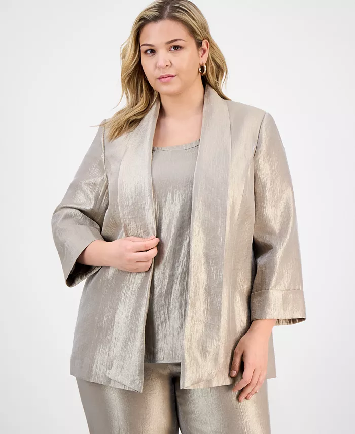 Блейзер больших размеров с драпированным воротником, открытым спереди и манжетами на рукавах Kasper, коричневый/бежевый
Блейзер больших размеров с драпированным воротником, открытым спереди и манжетами на рукавах Kasper, коричневый/бежевый