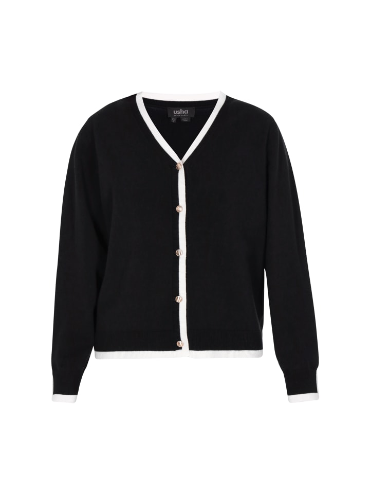 Usha BLACK LABEL Женский кардиган черного и кремового цвета
Usha BLACK LABEL Женский кардиган черного и кремового цвета