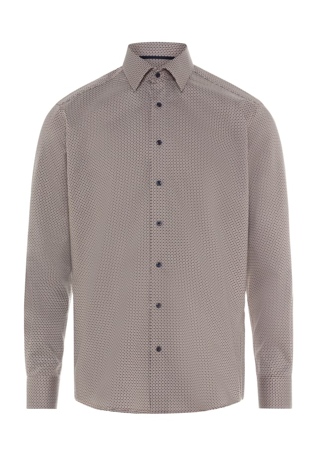 Рубашка делового покроя с длинным рукавом и воротником-стойкой Kent Eterna, коричневый 
Рубашка делового покроя с длинным рукавом и воротником-стойкой Kent Eterna, коричневый