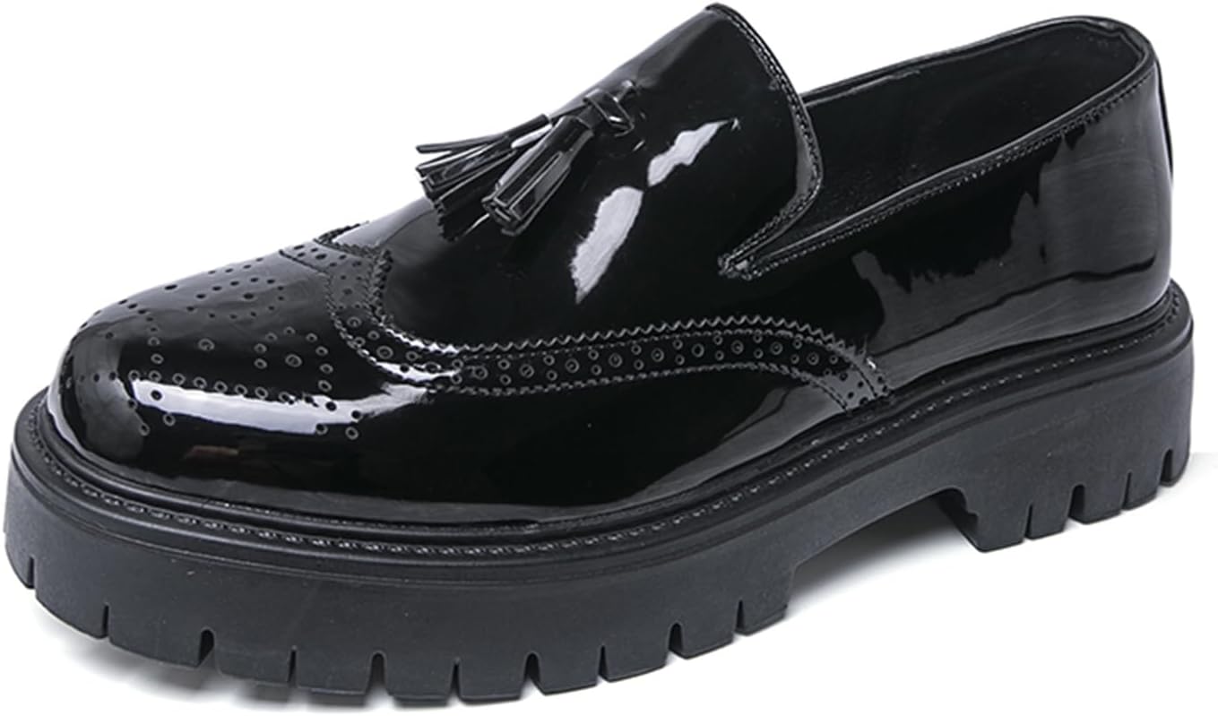 Мужские лоферы-слипоны с кисточками и перфорацией из лакированной кожи на платформе, ретро, с круглым носком, низкие с протекторной подошвой, нескользящие, деловые и формальные туфли для вечеринок, свиданий, выпускного или свадьбы Qklmwes, черны...
Мужские лоферы-слипоны с кисточками и перфорацией из лакированной кожи на платформе, ретро, с круглым носком, низкие с протекторной подошвой, нескользящие, деловые и формальные туфли для вечеринок, свиданий, выпускного или свадьбы Qklmwes, черны...