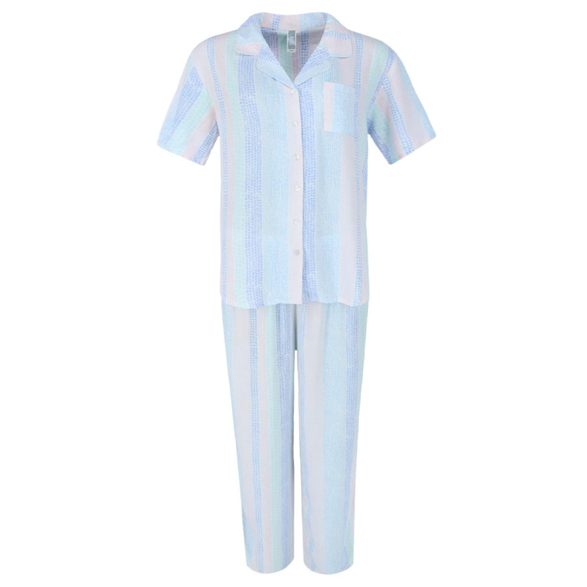 Женский пижамный комплект с короткими рукавами и разноцветными полосками PJ Couture, фиолетовый
Женский пижамный комплект с короткими рукавами и разноцветными полосками PJ Couture, фиолетовый