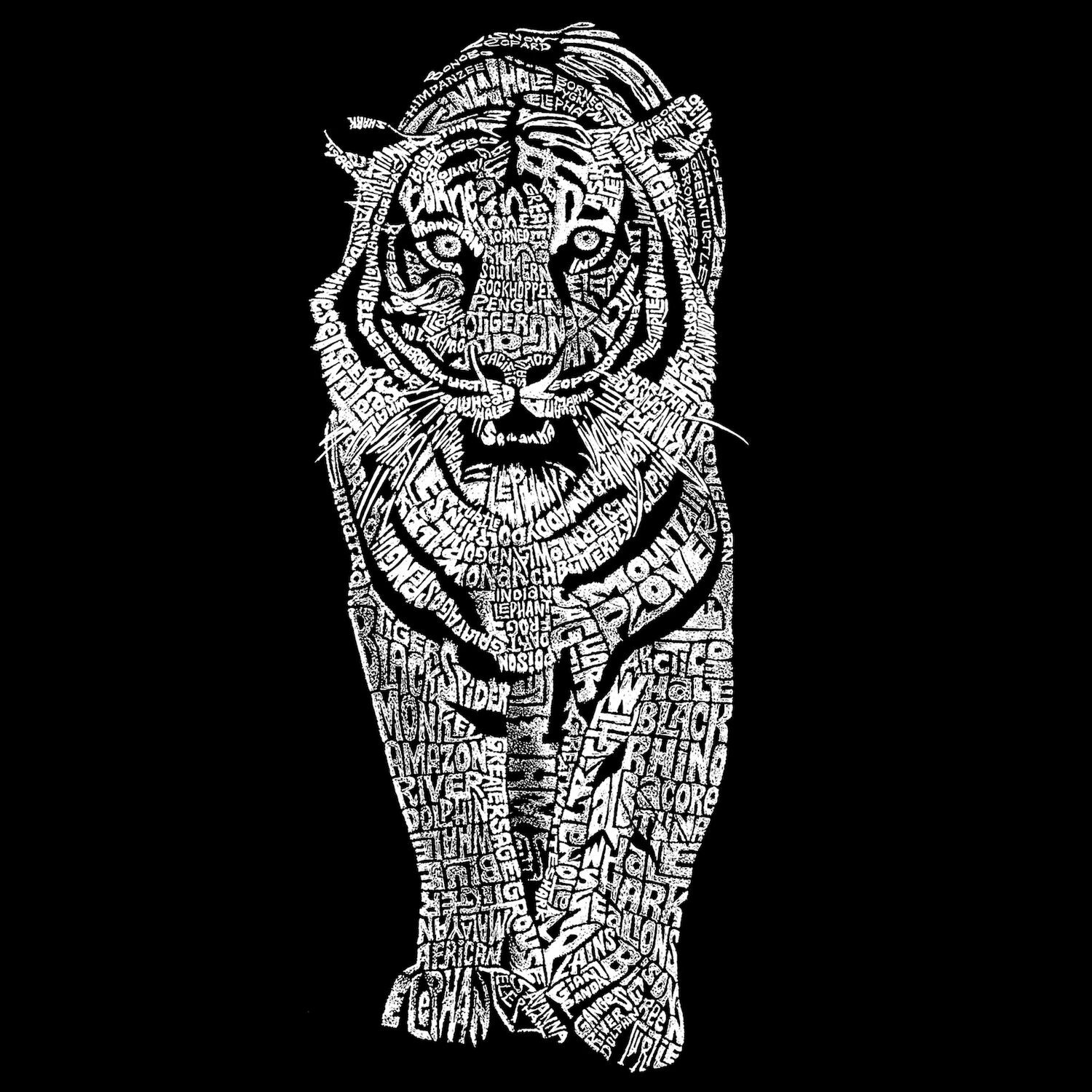 Tiger — мужская футболка с рисунком Word Art LA Pop Art, черный
Tiger — мужская футболка с рисунком Word Art LA Pop Art, черный