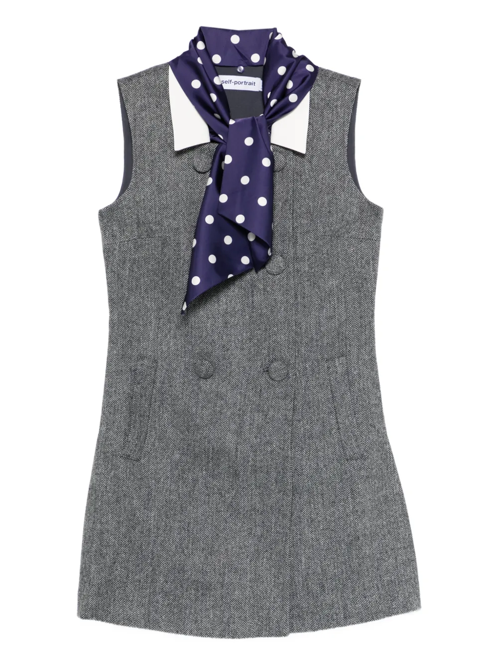 Мини-платье с ёлочным узором Self-Portrait, серый
Мини-платье с ёлочным узором Self-Portrait, серый