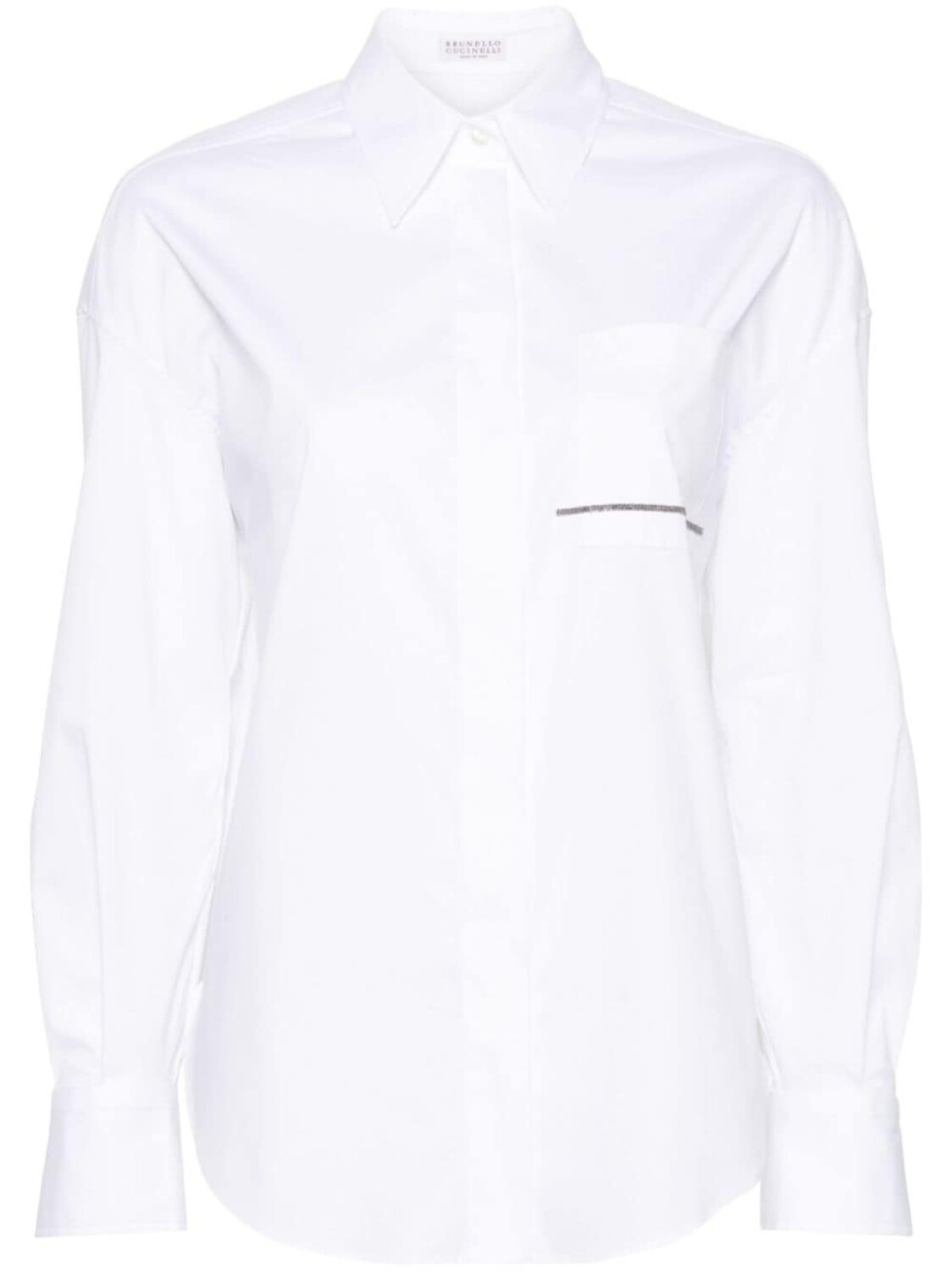 Поплиновая рубашка с декором Monili Brunello Cucinelli, белый
Поплиновая рубашка с декором Monili Brunello Cucinelli, белый