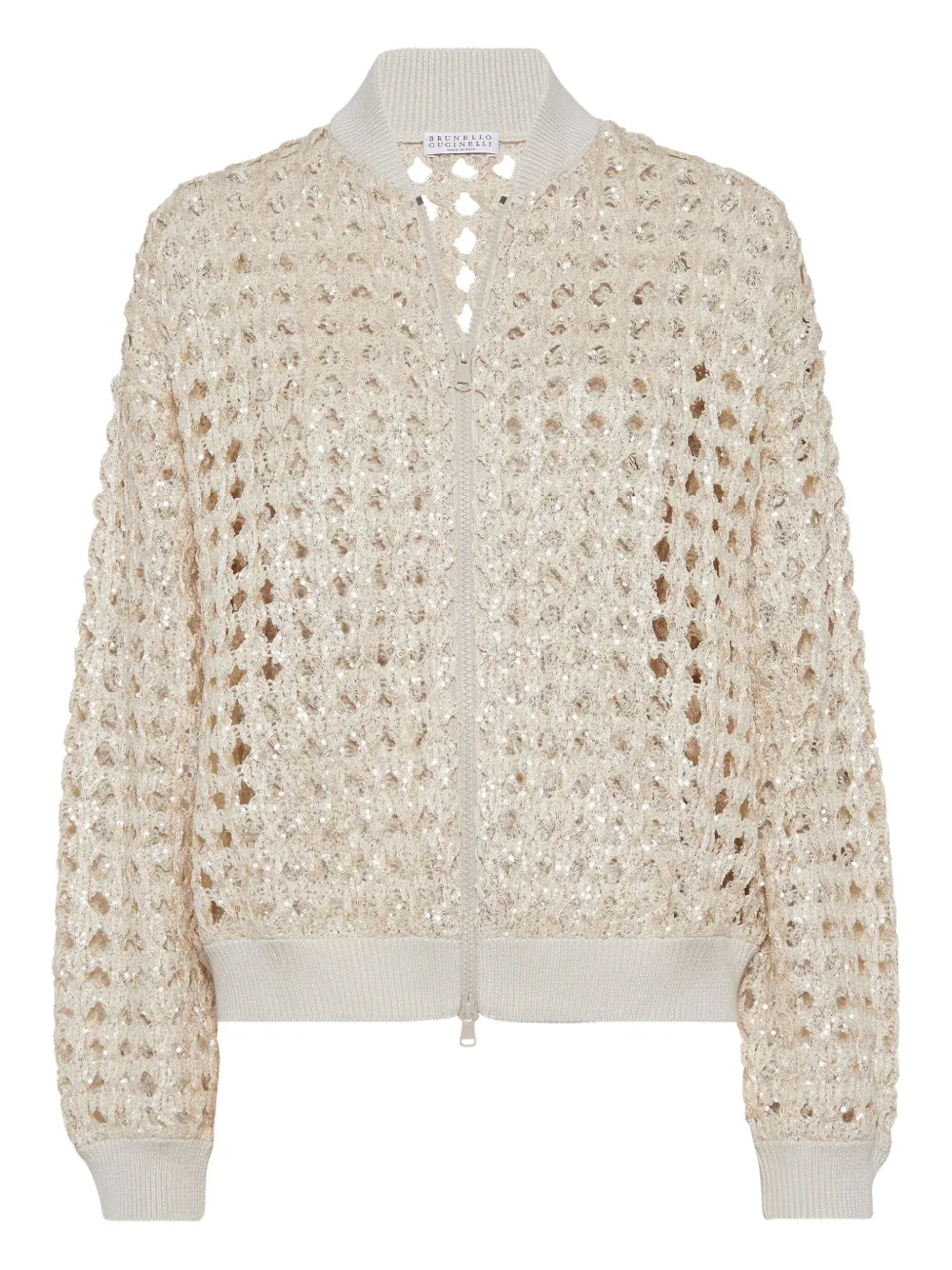 Вязаная крючком куртка на молнии Brunello Cucinelli, нейтральный
Вязаная крючком куртка на молнии Brunello Cucinelli, нейтральный