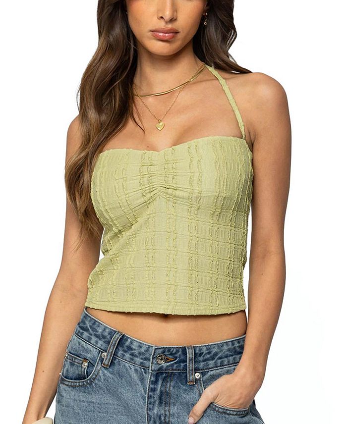 Галя Текстурированный Топ-Халтер Edikted, зеленый
Галя Текстурированный Топ-Халтер Edikted, зеленый