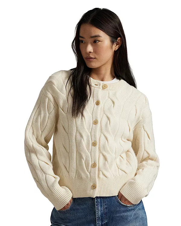 Шерстяной кашемировый кардиган крупной вязки Ralph Lauren, белый
Шерстяной кашемировый кардиган крупной вязки Ralph Lauren, белый