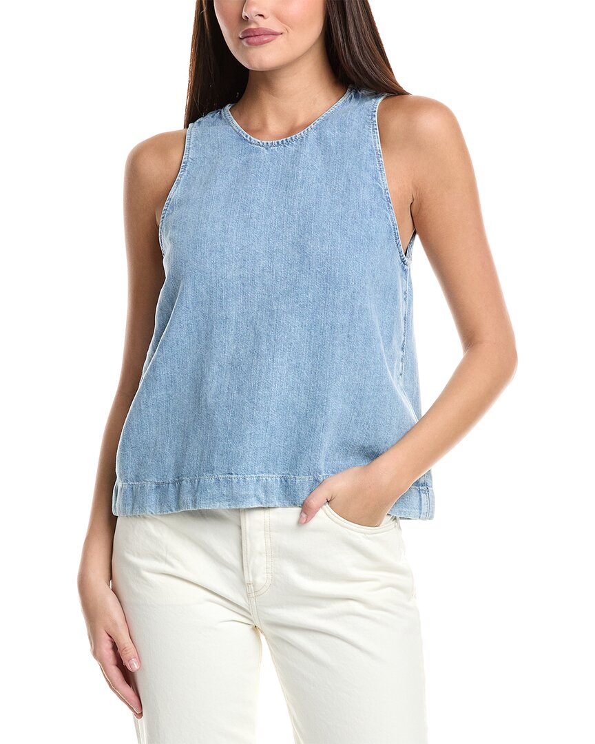 7 For All Mankind Бесшовный топ из льняной смеси, синий 
7 For All Mankind Бесшовный топ из льняной смеси, синий