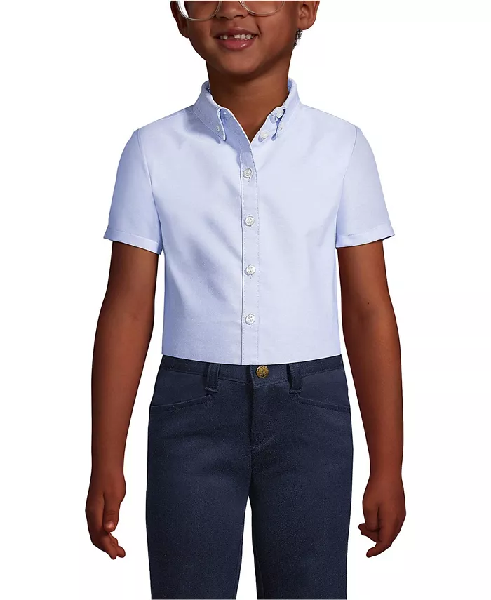 Блуза с коротким рукавом Oxford для девочек старшего возраста Lands' End, синий
Блуза с коротким рукавом Oxford для девочек старшего возраста Lands' End, синий
