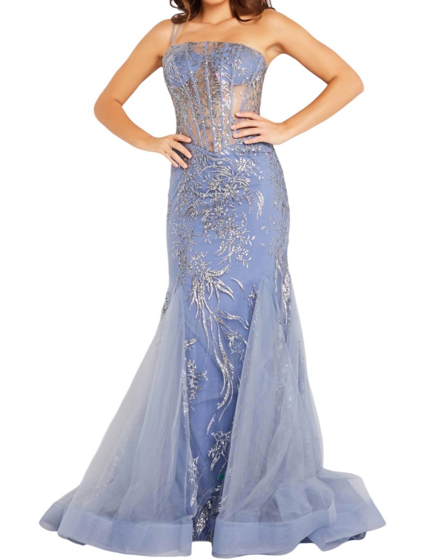 Платье с корсетом Illusion и лифом, украшенное узорами в облаке JOVANI, цвет cloud
Платье с корсетом Illusion и лифом, украшенное узорами в облаке JOVANI, цвет cloud