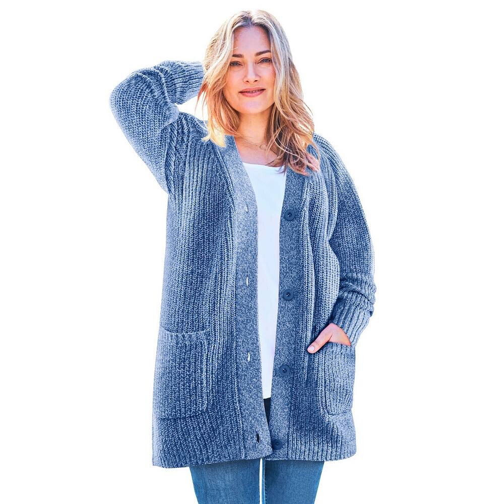 Женщина в женском кардигане-шейкер на пуговицах больших размеров Woman Within, цвет Royal Navy White
Женщина в женском кардигане-шейкер на пуговицах больших размеров Woman Within, цвет Royal Navy White
