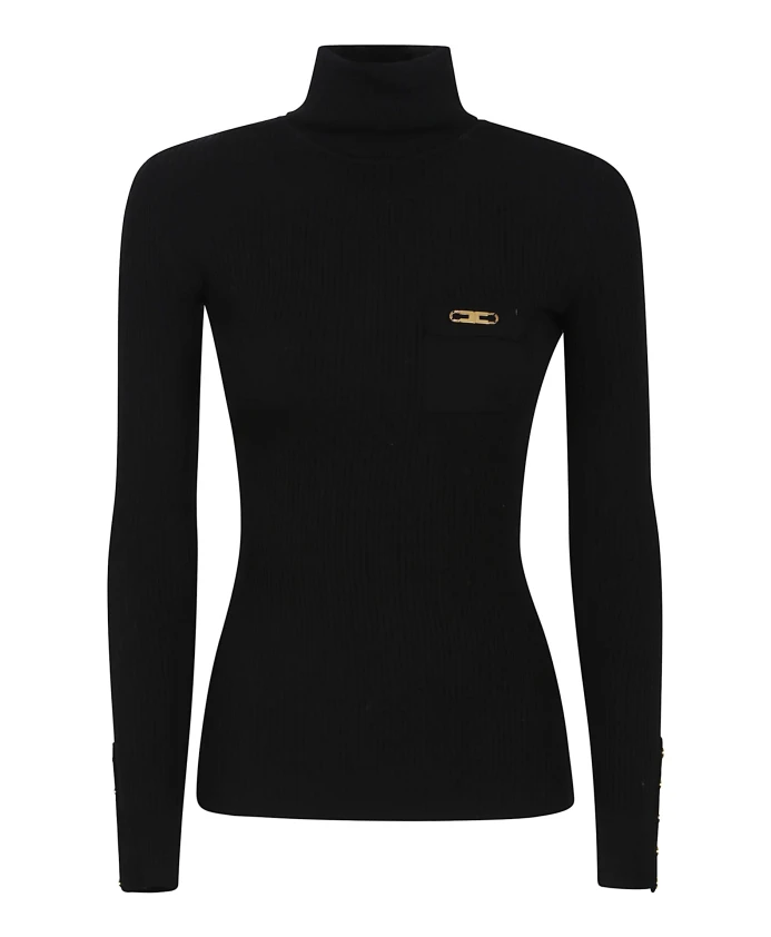 Черный ребристый свитер с высоким воротником, осень-зима 2025 Elisabetta Franchi, черный
Черный ребристый свитер с высоким воротником, осень-зима 2025 Elisabetta Franchi, черный