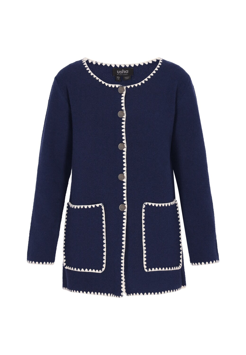 Usha BLACK LABEL Вязаный кардиган в цвете navy
Usha BLACK LABEL Вязаный кардиган в цвете navy