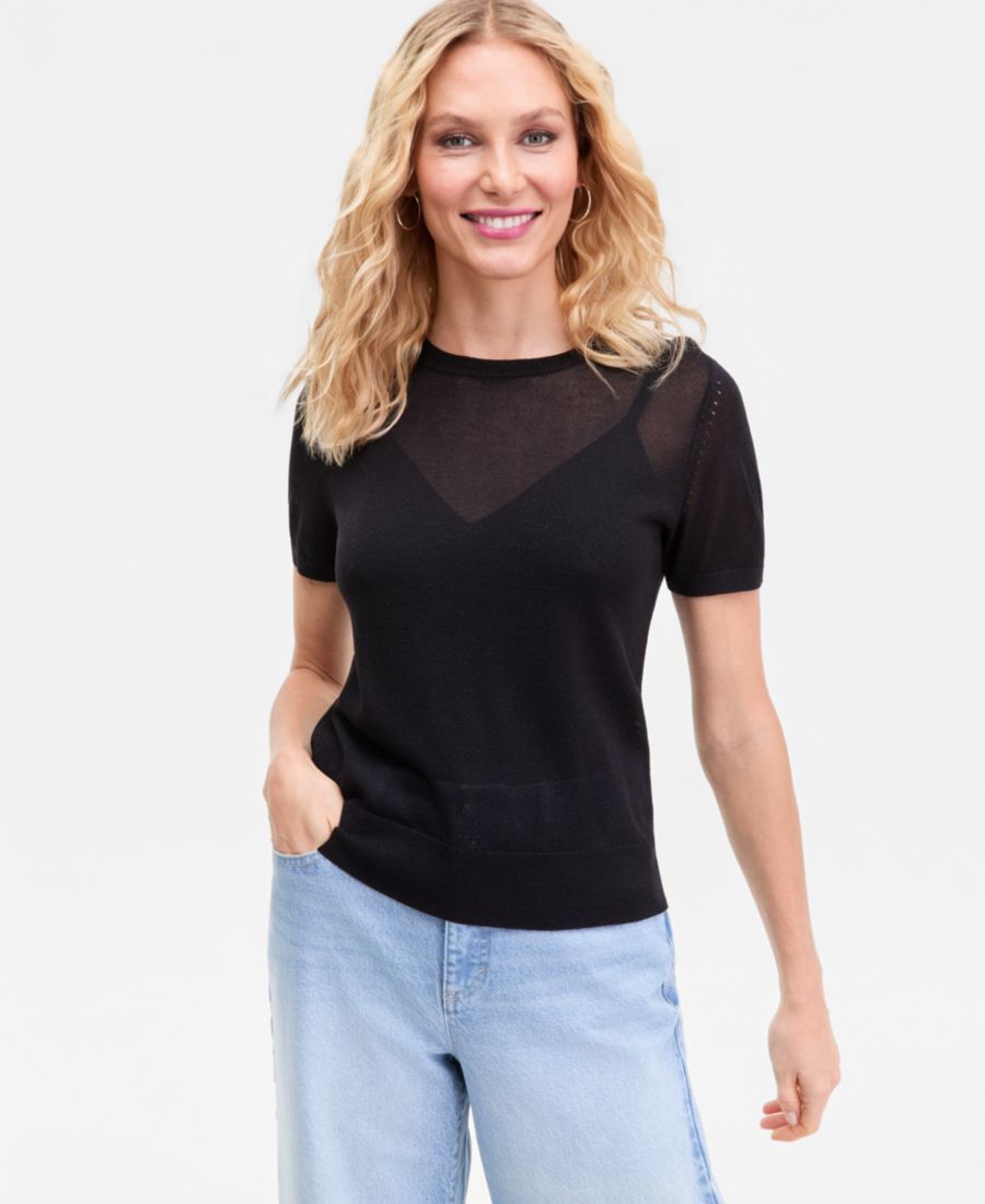 Легкий женский свитер с короткими рукавами и металлизированной вязкой, эксклюзивно представлен в Macy's INC International Concepts, Deep Black
Легкий женский свитер с короткими рукавами и металлизированной вязкой, эксклюзивно представлен в Macy's INC International Concepts, Deep Black