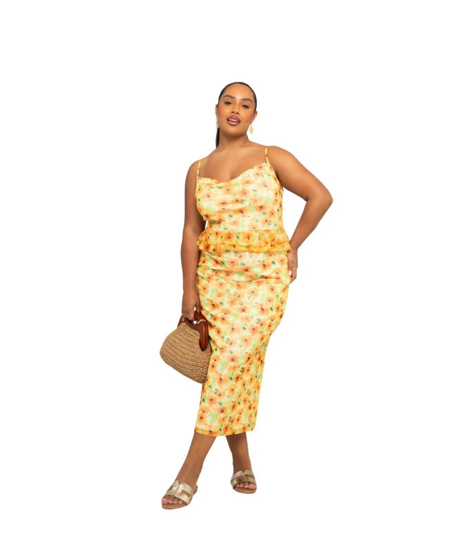 Женское миди-платье с цветочным принтом и баской FASHION-SZN CURVE, Yellow
Женское миди-платье с цветочным принтом и баской FASHION-SZN CURVE, Yellow