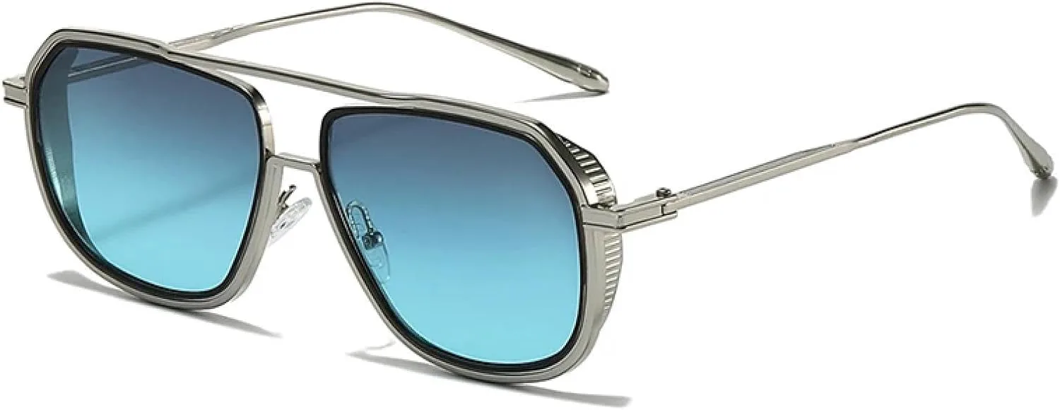 Мужские солнцезащитные очки из металла с градиентным затемнением, женские солнцезащитные очки в стиле панк с защитой от УФ-излучения UV400 DSVIGF, Silver Blue Green
Мужские солнцезащитные очки из металла с градиентным затемнением, женские солнцезащитные очки в стиле панк с защитой от УФ-излучения UV400 DSVIGF, Silver Blue Green