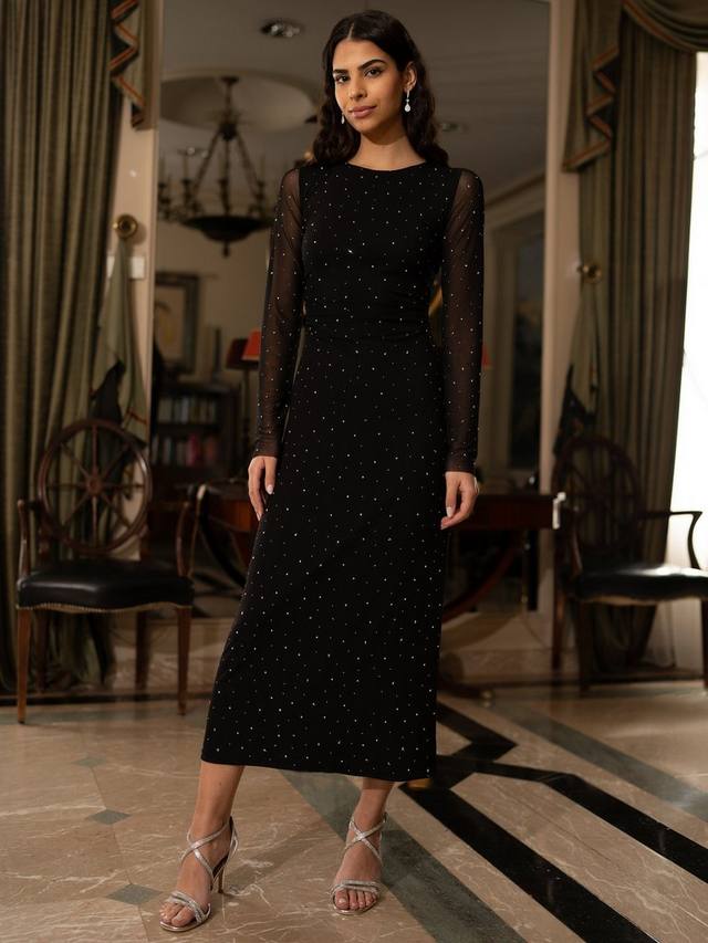 Платье-миди приталенного кроя из сетки с отделкой стразами Yumi, Black
Платье-миди приталенного кроя из сетки с отделкой стразами Yumi, Black