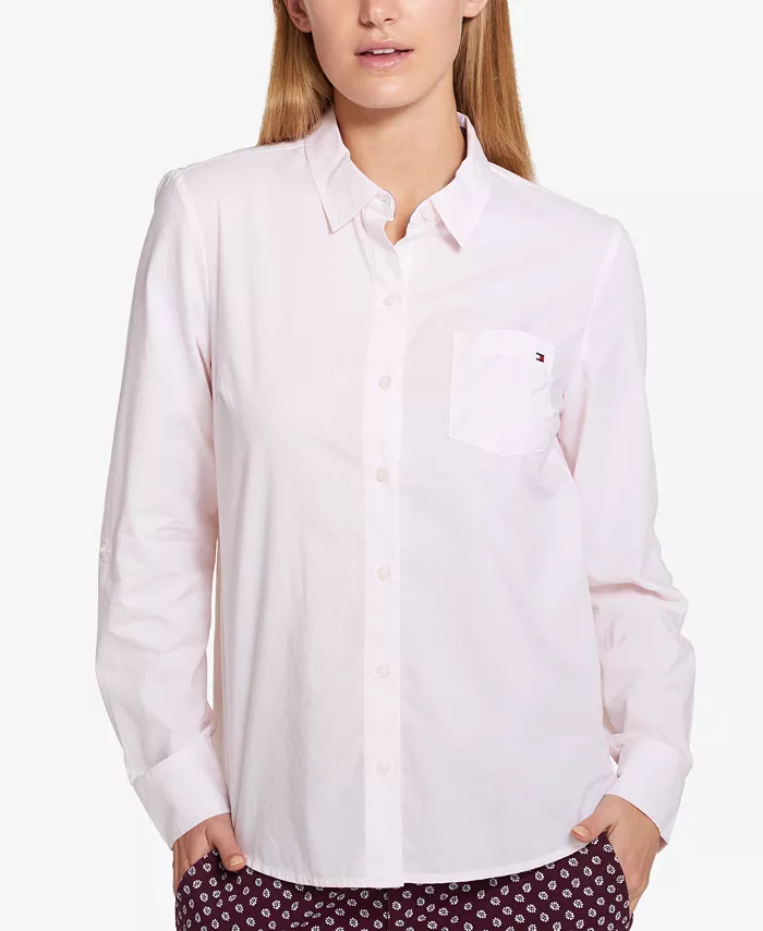 Женская хлопковая рубашка с пуговицами в полоску Tommy Hilfiger, розовый
Женская хлопковая рубашка с пуговицами в полоску Tommy Hilfiger, розовый