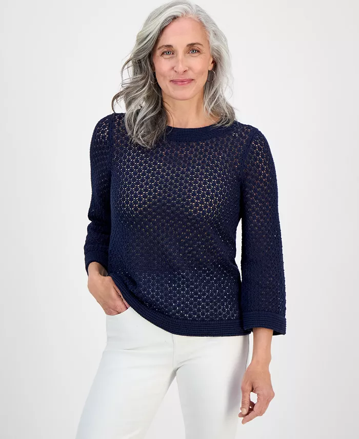 Петитный хлопковый джемпер с ажурной вязкой и рукавом 3/4 Style & Co, синий
Петитный хлопковый джемпер с ажурной вязкой и рукавом 3/4 Style & Co, синий