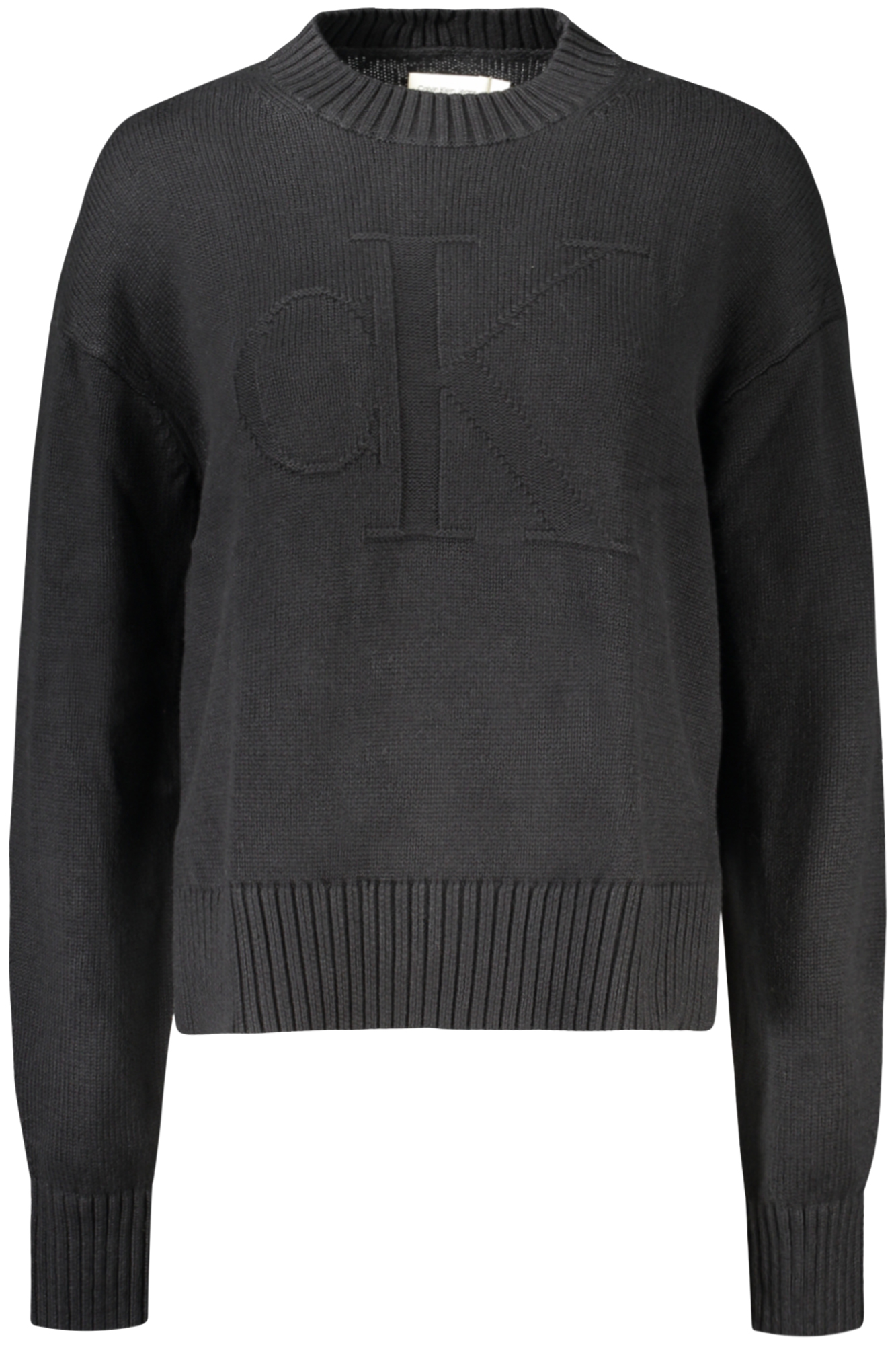 Женский джемпер Calvin Klein с вязаной монограммой, черный 
Женский джемпер Calvin Klein с вязаной монограммой, черный
