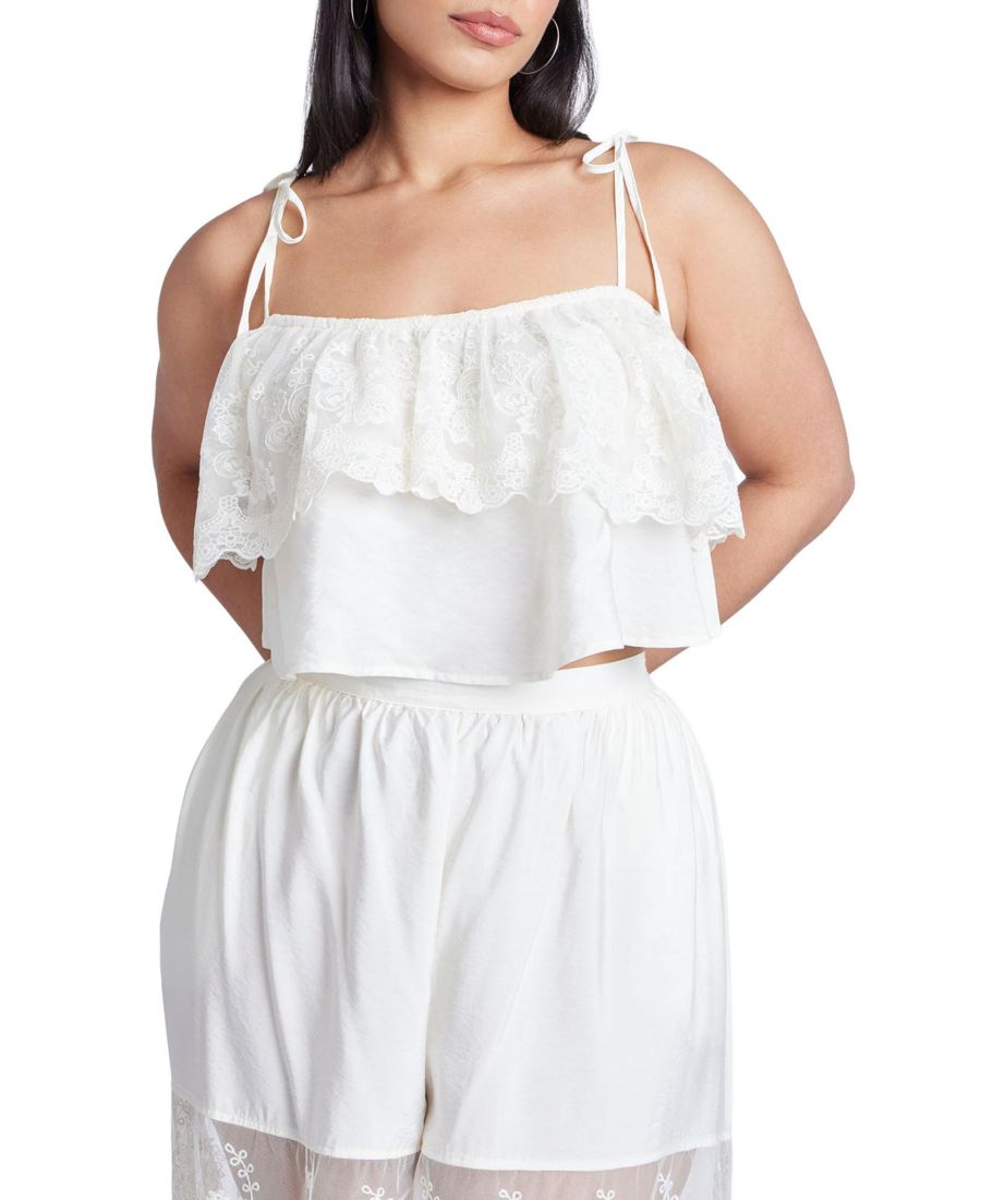 Женская кружевная укороченная майка больших размеров ELOQUII, Jet stream
Женская кружевная укороченная майка больших размеров ELOQUII, Jet stream