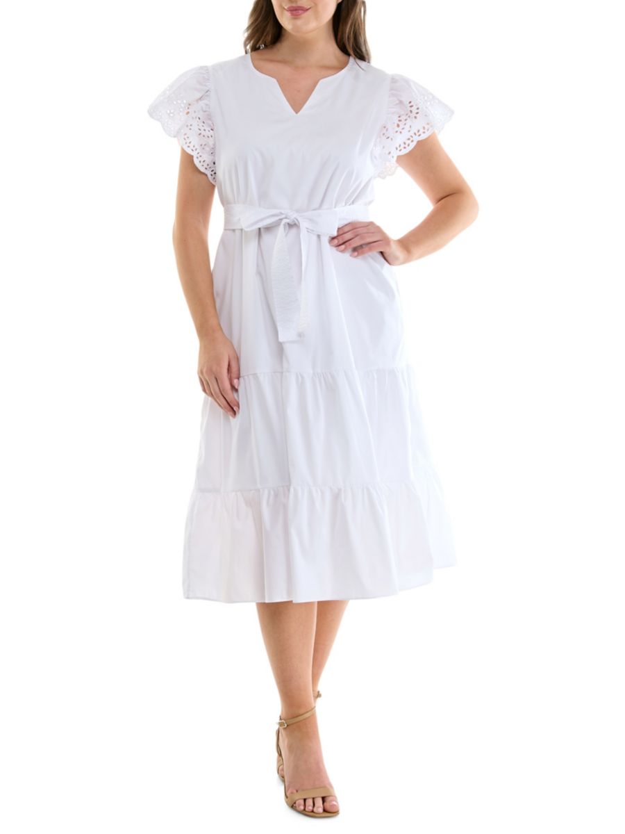 Платье миди с люверсами и рукавами-крылышками Nicole Miller, белый
Платье миди с люверсами и рукавами-крылышками Nicole Miller, белый