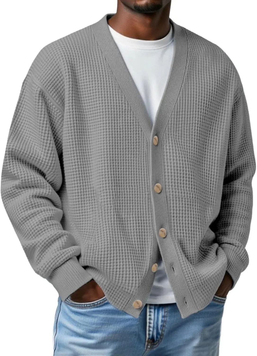 Мужской кардиган с фактурной вафельной вязкой
Мужской кардиган с фактурной вафельной вязкой