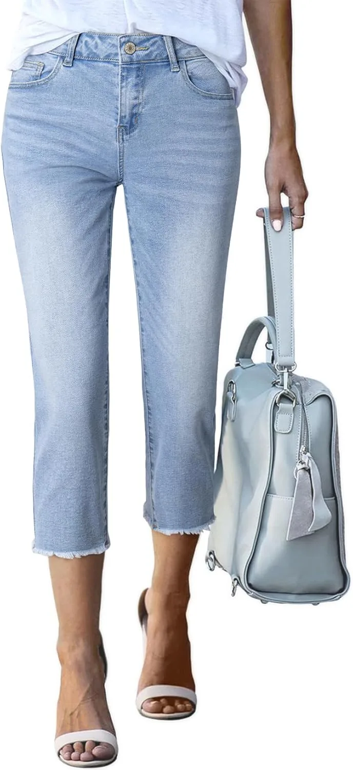 Sidefeel женские капри джинсы с высокой талией, прямые, с необработанным краем
Sidefeel женские капри джинсы с высокой талией, прямые, с необработанным краем