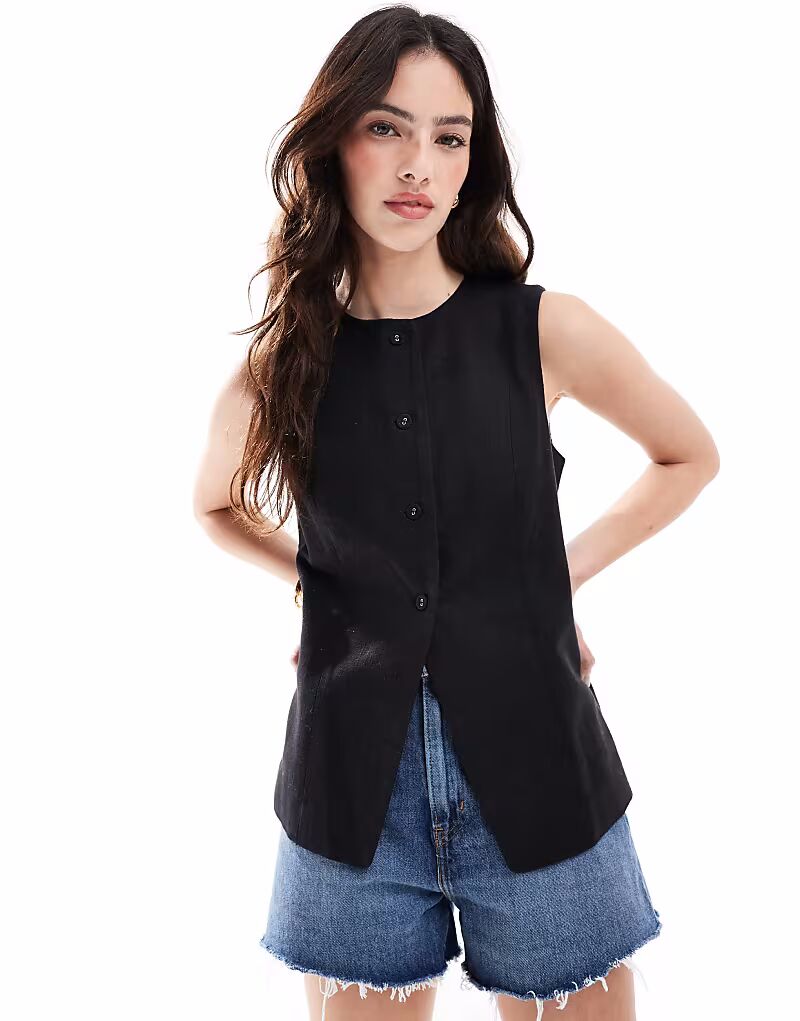 Топ из льна и хлопка Sienna черного цвета Cotton On
Топ из льна и хлопка Sienna черного цвета Cotton On