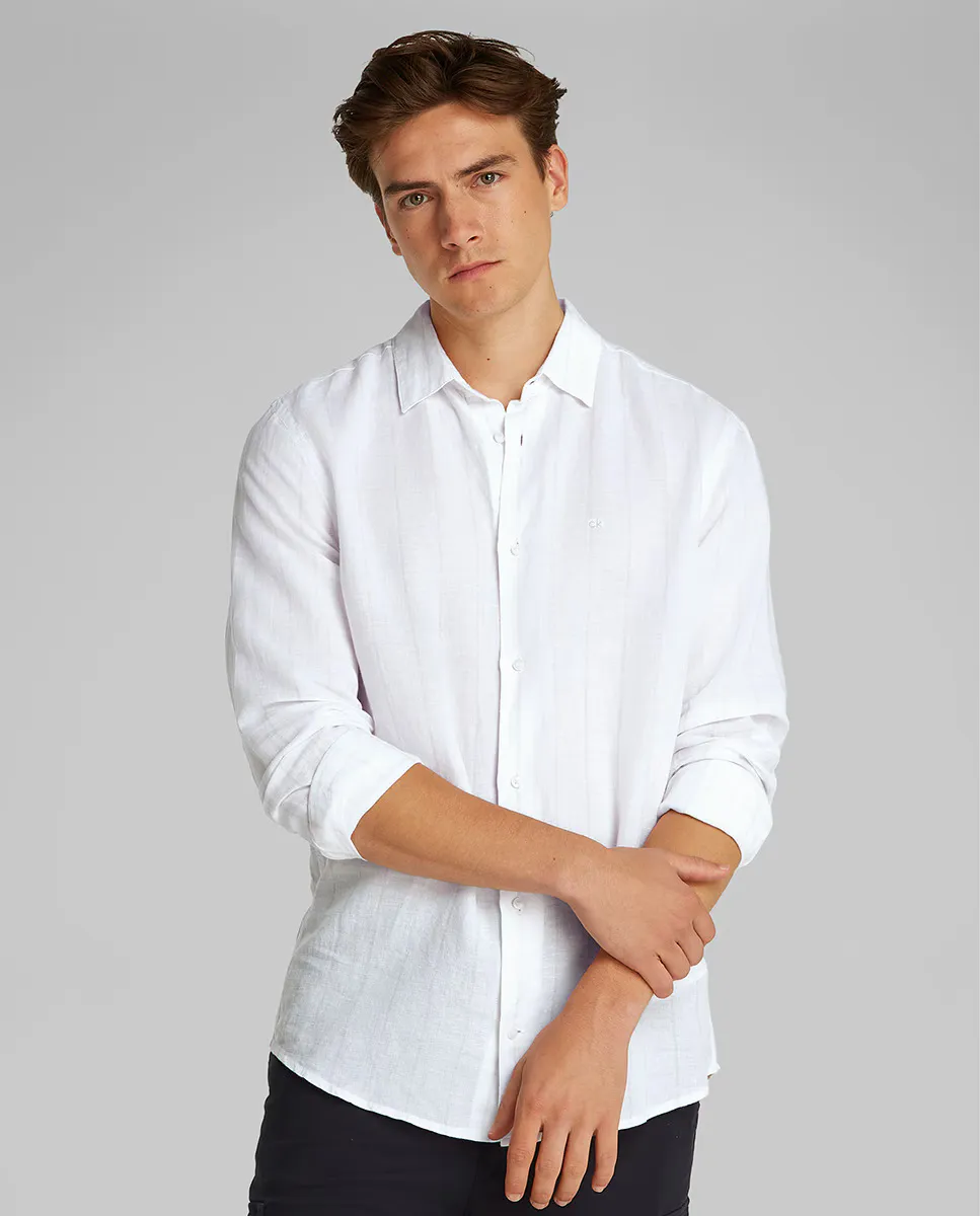 Мужская полосатая льняная рубашка Calvin Klein, светло-серый
Мужская полосатая льняная рубашка Calvin Klein, светло-серый