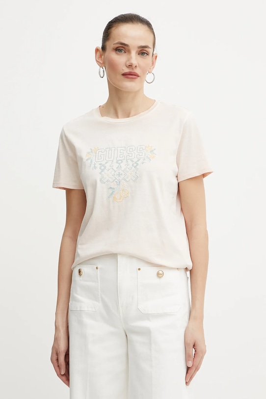 Хлопковая футболка Guess, бежевый
Хлопковая футболка Guess, бежевый