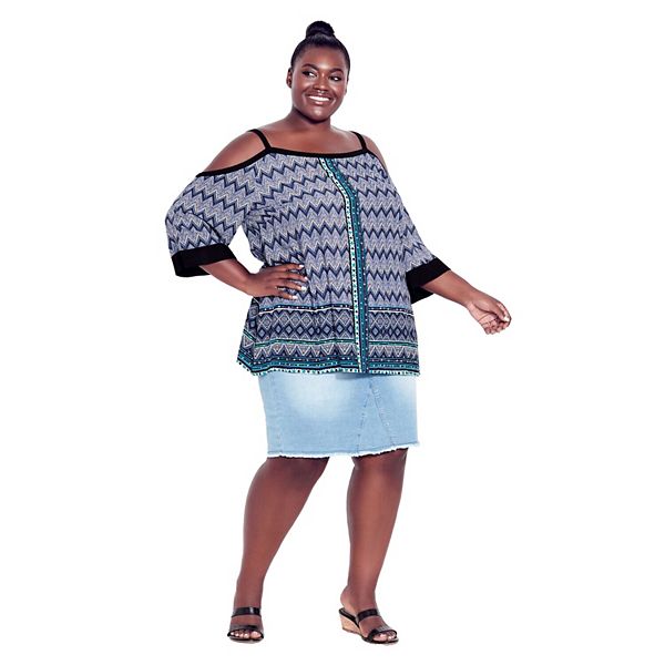 Женский топ с холодным плечом и каймой в цветочек plus size Avenue
Женский топ с холодным плечом и каймой в цветочек plus size Avenue