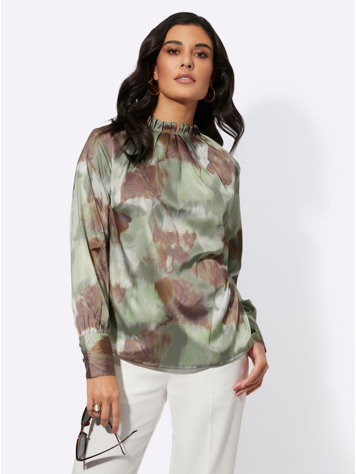 Атласная блузка цвета хаки с принтом лайма creation L
Атласная блузка цвета хаки с принтом лайма creation L