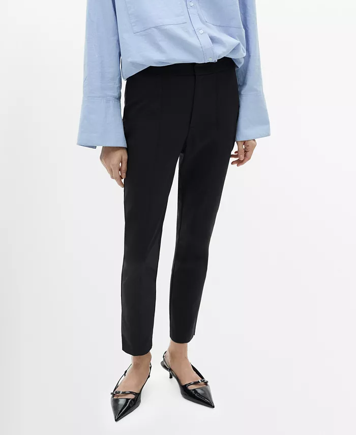 Женские укороченные узкие брюки MANGO, черный 
Женские укороченные узкие брюки MANGO, черный