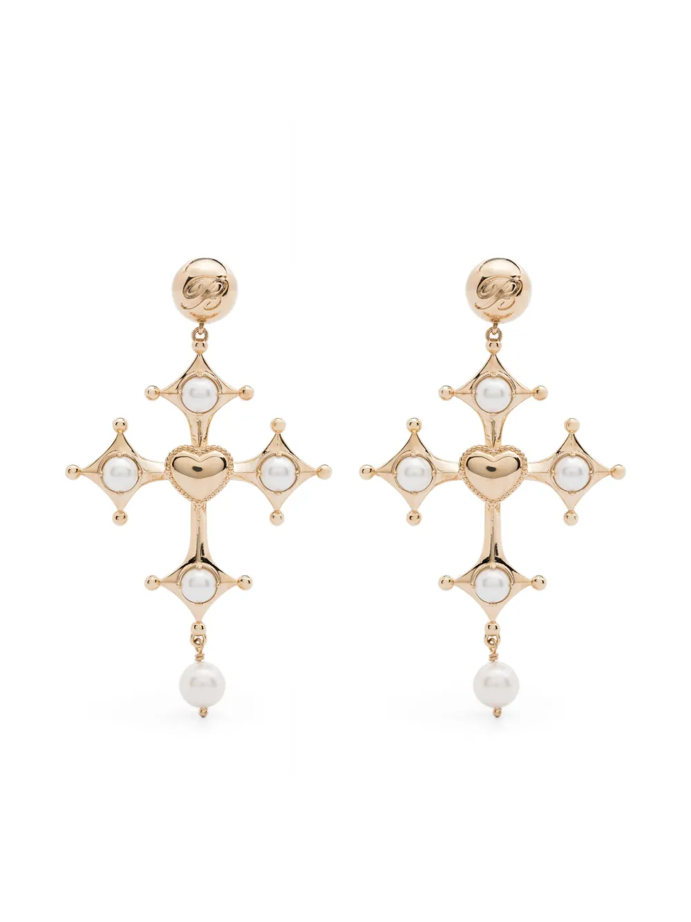 Серьги с подвеской в виде креста BLUMARINE, золотой 
Серьги с подвеской в виде креста BLUMARINE, золотой