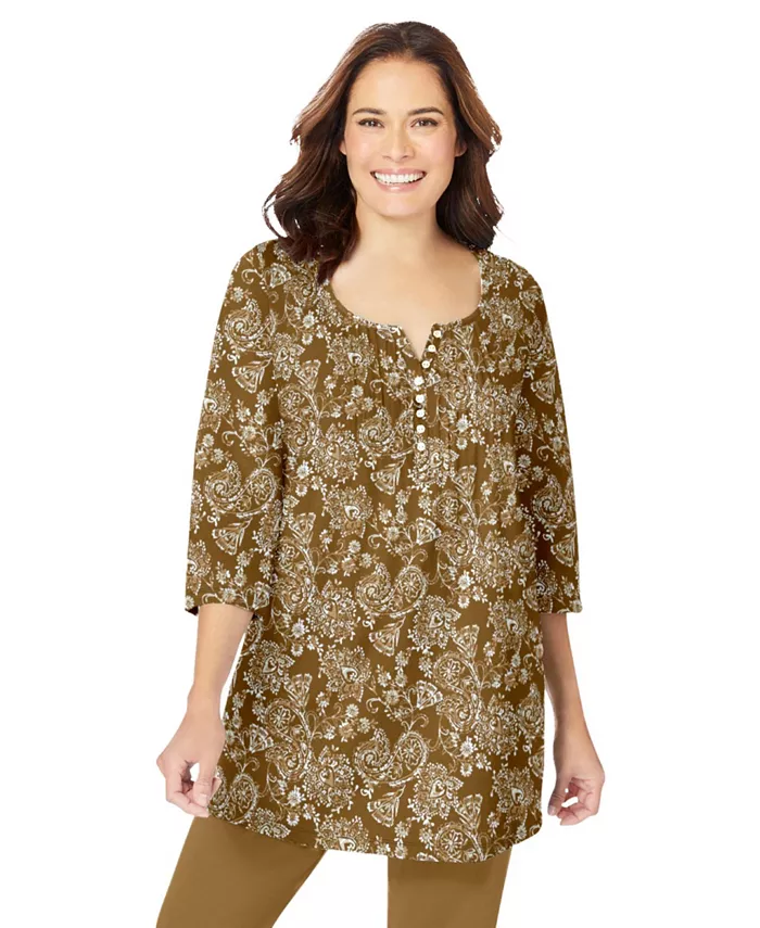 Плюс сайз в течение 7 дней три четверти рукава с защипами хенли туника Woman Within, черный
Плюс сайз в течение 7 дней три четверти рукава с защипами хенли туника Woman Within, черный