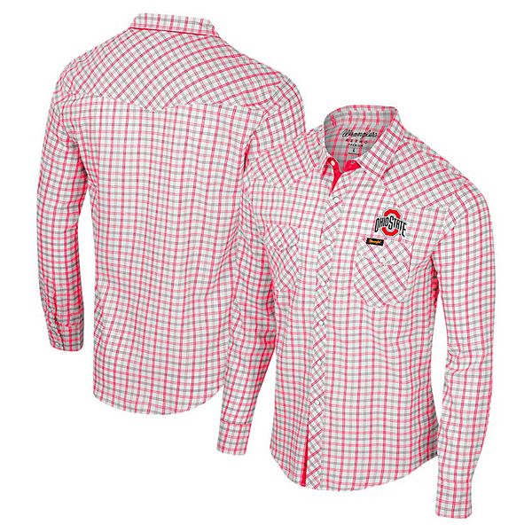 Мужская белая рубашка Ohio State Buckeyes в клетку с длинным рукавом на пуговицах Colosseum X Wrangler
Мужская белая рубашка Ohio State Buckeyes в клетку с длинным рукавом на пуговицах Colosseum X Wrangler