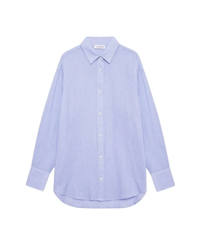 Хлопковая рубашка в синюю полоску Anine Bing, синий
Хлопковая рубашка в синюю полоску Anine Bing, синий
