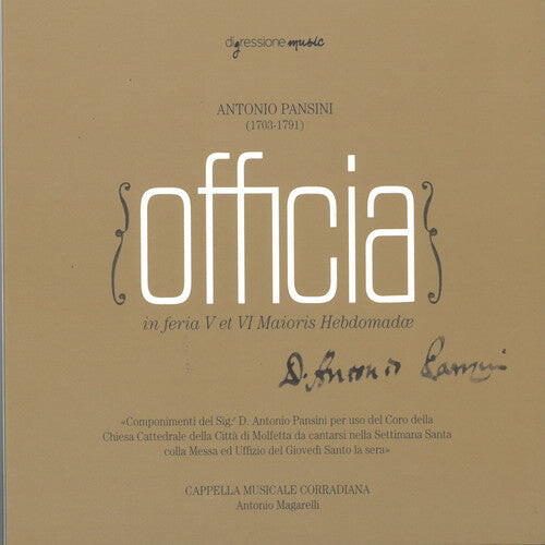 CD диск Pansini / Cappella Musicale Corradiana: Officia / in Feria V Et Vi Maioris Hebdomadae
CD диск Pansini / Cappella Musicale Corradiana: Officia / in Feria V Et Vi Maioris Hebdomadae