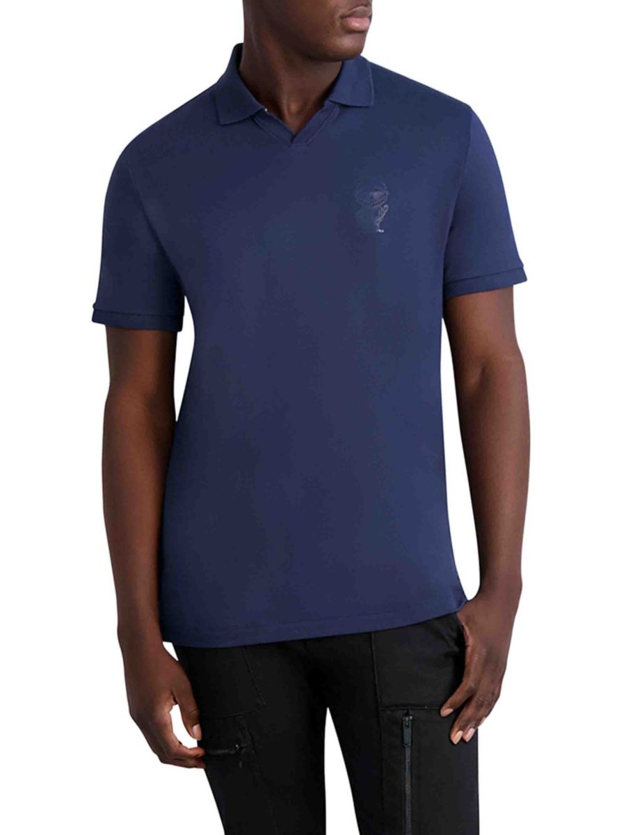 Поло Johnny Collar Knight Pique Karl Lagerfeld Paris, синий 
Поло Johnny Collar Knight Pique Karl Lagerfeld Paris, синий