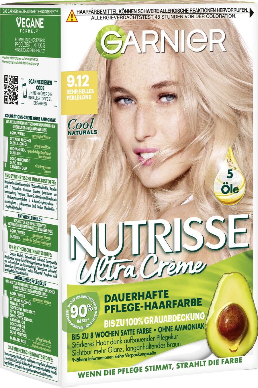 Краска для волос Garnier Nutrisse Ultra Crème Dauerhafte Pflege-Haarfarbe 9.12 Sehr Helles Perlblond
Краска для волос Garnier Nutrisse Ultra Crème Dauerhafte Pflege-Haarfarbe 9.12 Sehr Helles Perlblond