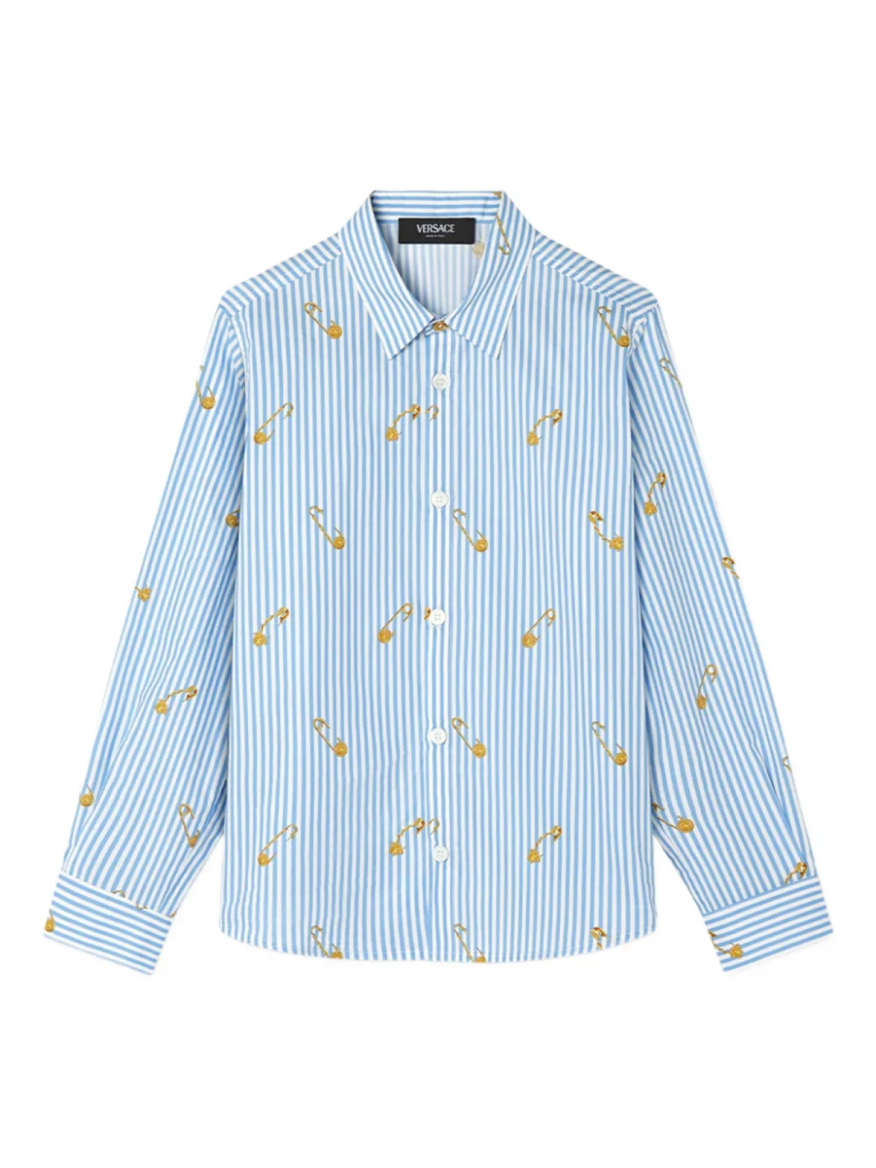 Versace Kids полосатая рубашка на пуговицах, синий
Versace Kids полосатая рубашка на пуговицах, синий