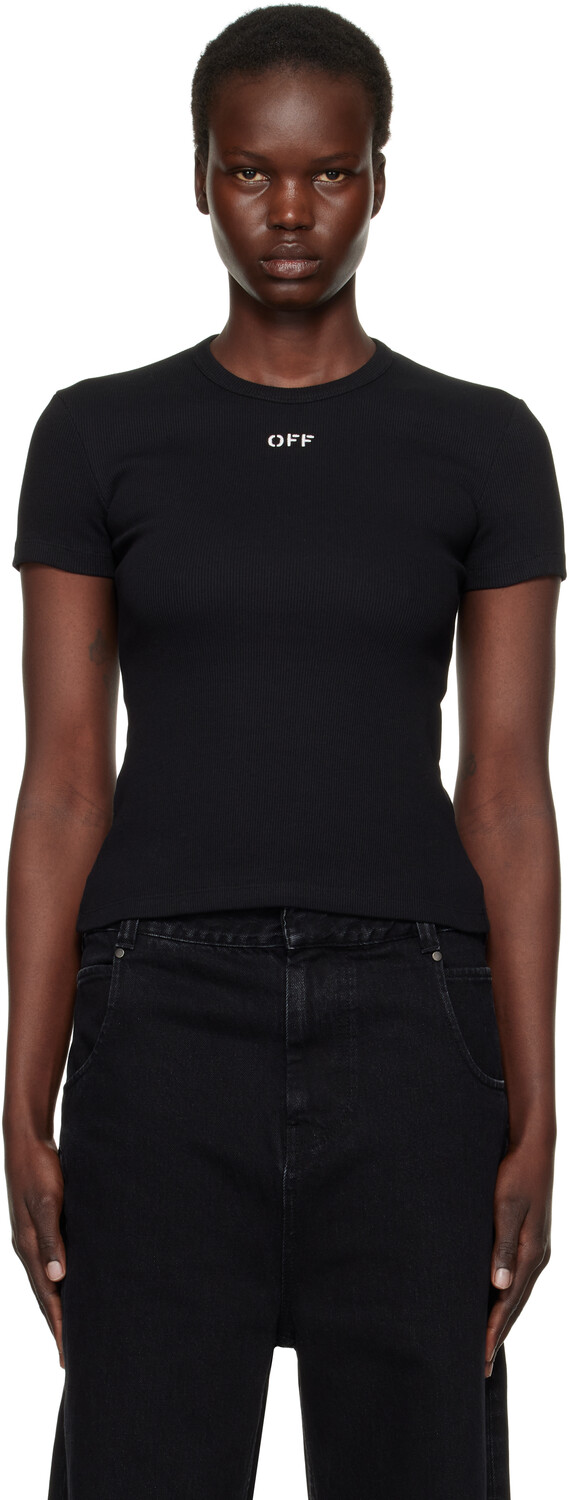 Черная футболка в рубчик с надписью «Off» Off-White
Черная футболка в рубчик с надписью «Off» Off-White